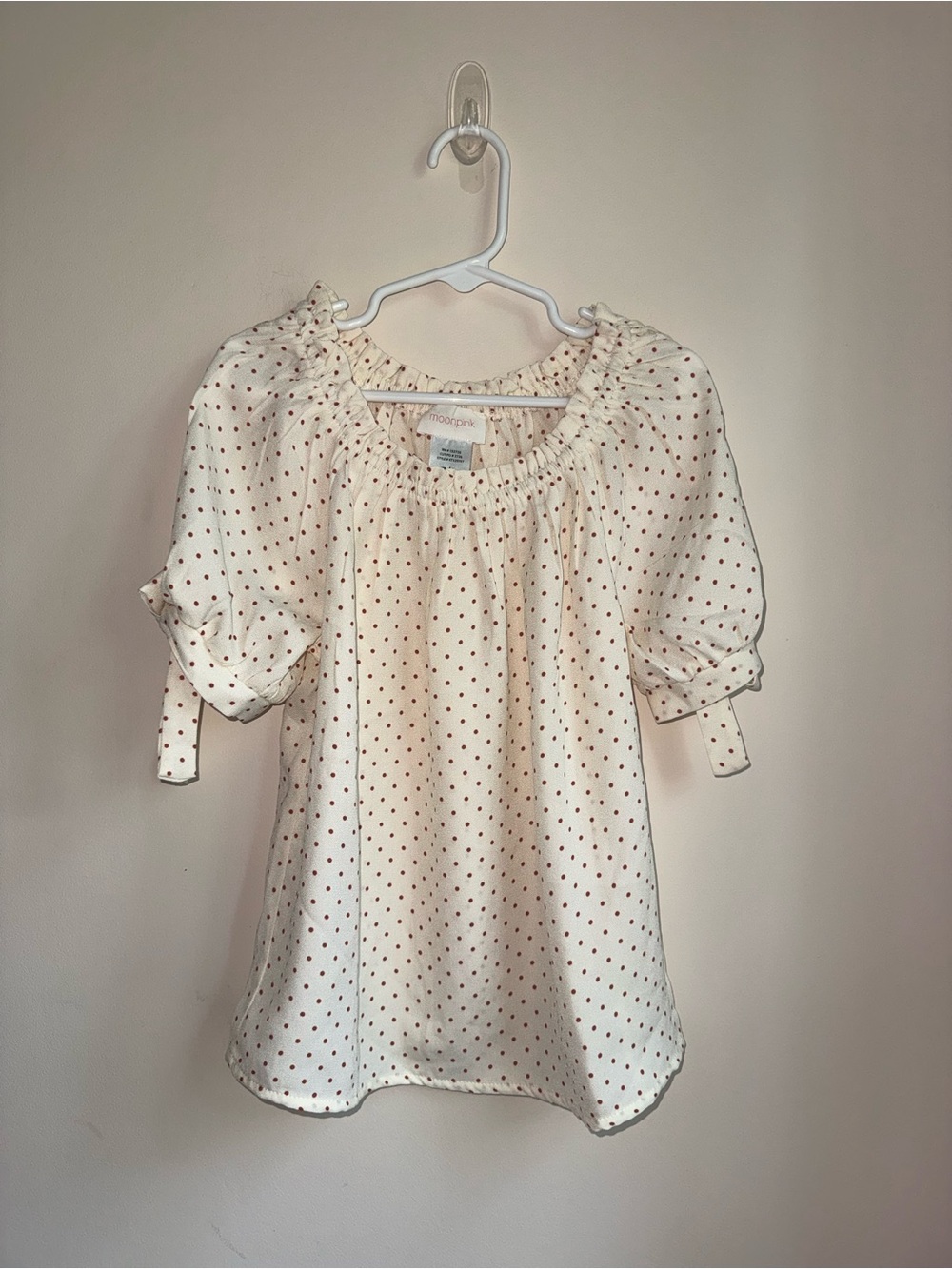 Madewell Cream Polka Dot Peasant Blouse